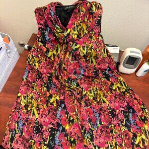 Lane Bryant Draped Front Short Sleeveless Dress | Abstract Floral | Size 26